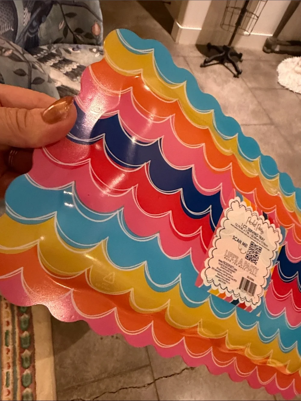 Packed Party Colorful Scalloped Rainbow Serving Tray